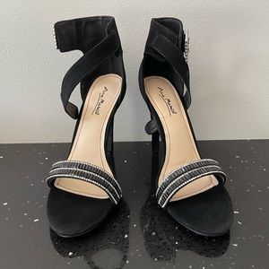 Anne Michelle Black Rhinestone Heels